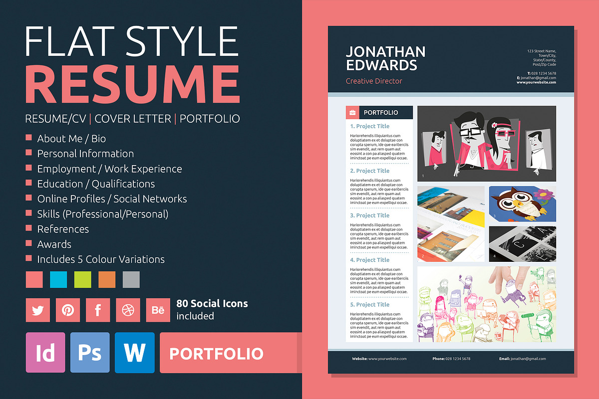 Flat Style Resume, a Resume Template by bilmaw creative (Photo 3 of 5)