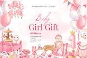 Baby Girl Gift Watercolor Hand Drawn, a Person Illustration by CreativeValuation (Thumbnail 1 of 12)