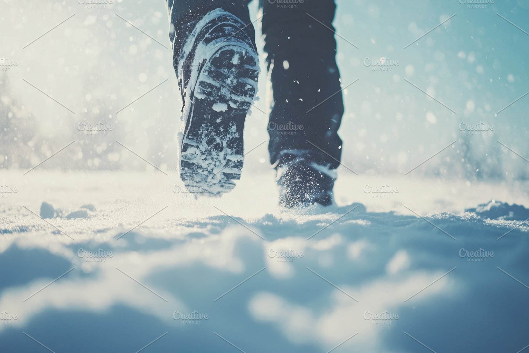 Walking through deep snow in a blust, a Photo by Iftikhar Alam