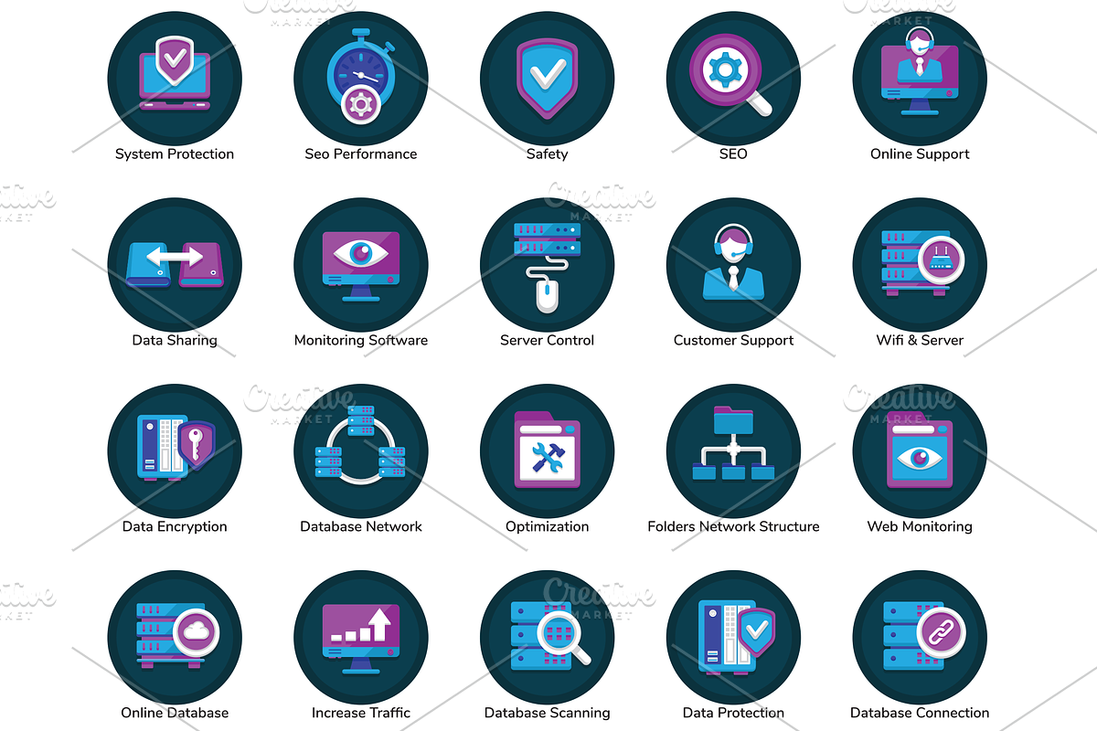 100 Web Hosting Flat Icons, an Outline Icon by Flat Icons (Photo 4 of 6)