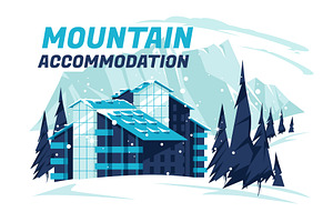 Ski Resort Flat Illustrations