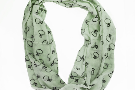 colored with trendy pattern ring scarf-snood, isolated on white, a Beauty & Fashion Photo by TanaCh