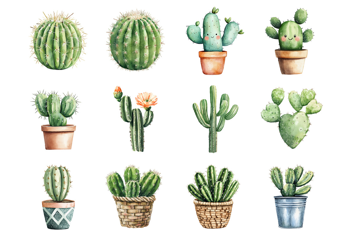 Watercolor Cactus Clipart, an Illustration by Design Market (Photo 2 of 3)