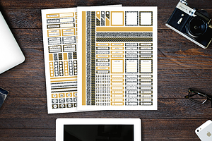 Planner Sticker Set - Black & Yellow