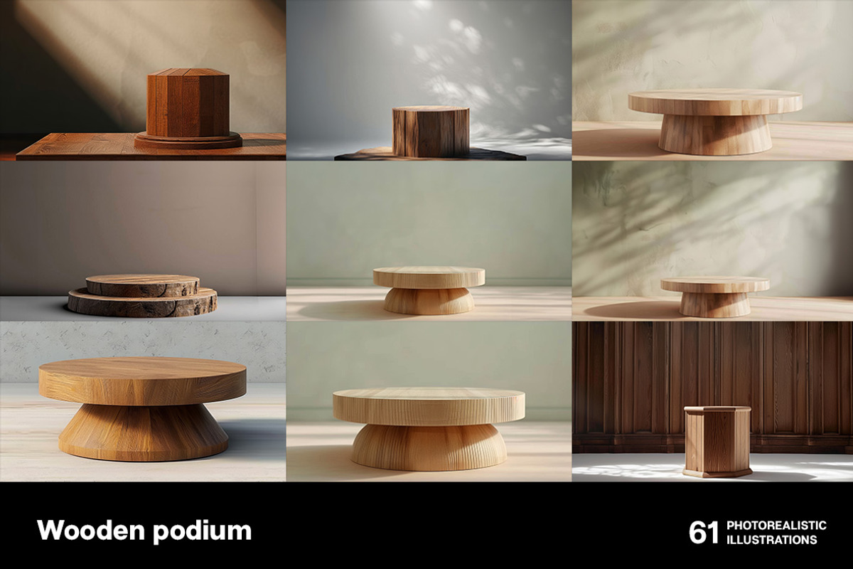 Wooden podiums. 61 images, a Decorative Illustration by Handmadefont (Photo 5 of 14)