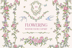 Flowering Watercolor Clip Art