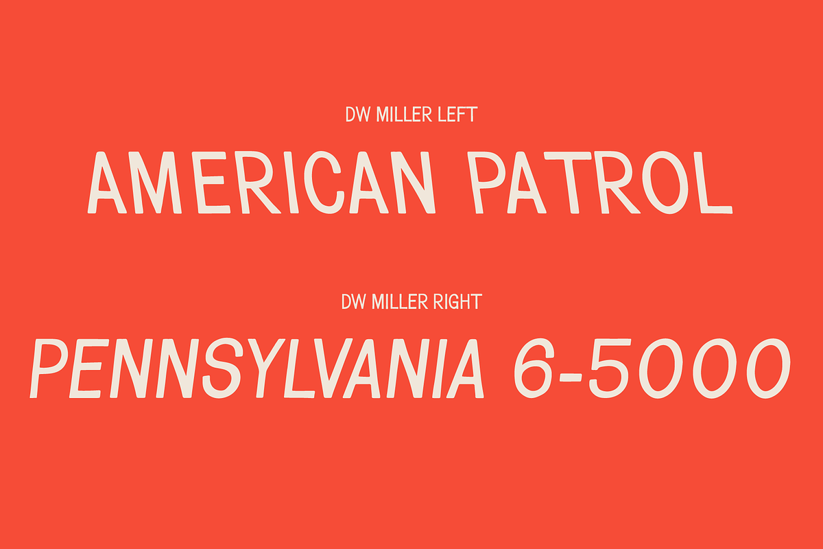 DW Miller Vintage Font Family, a Sans Serif Font by Walker Design Co. (Photo 9 of 10)