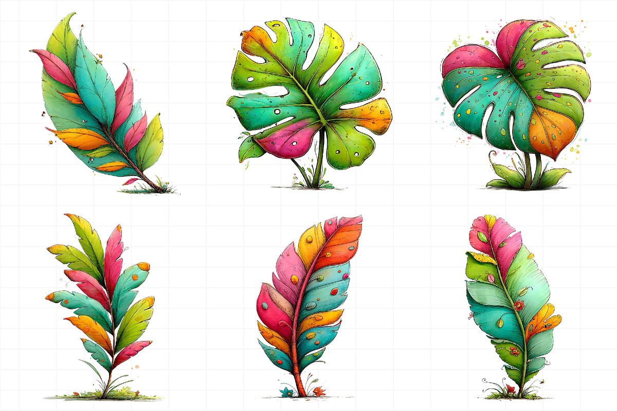 Whimsical Summer Tropical Leaf Clipa, an Illustration by Daily.Designs (Photo 7 of 7)