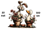 Whimsical Floral Bunny and Duck, an Animal Illustration by GiraffeCreative (Thumbnail 11 of 20)