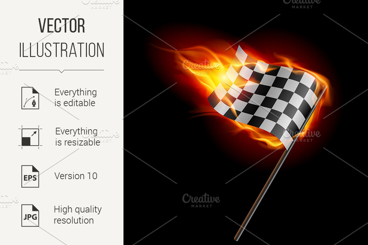 Burning checkered racing flag, a Background Graphic by DvargShop