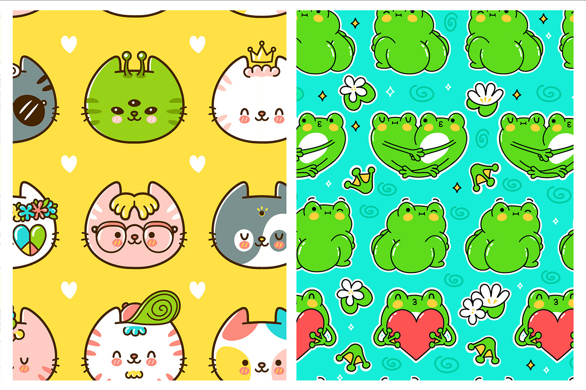 Cute kawaii pattern bundle, a Pattern Graphic by Slavko Kahovsky (Photo 8 of 9)