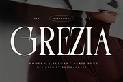 Grezia – Modern Serif Font, a Serif Font by Krismagraph (Thumbnail 1 of 10)