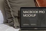 Realistic MacBook Pro Mockup on Bed, a Books & Magazine Mockup by Area Mockups (Thumbnail 2 of 3)