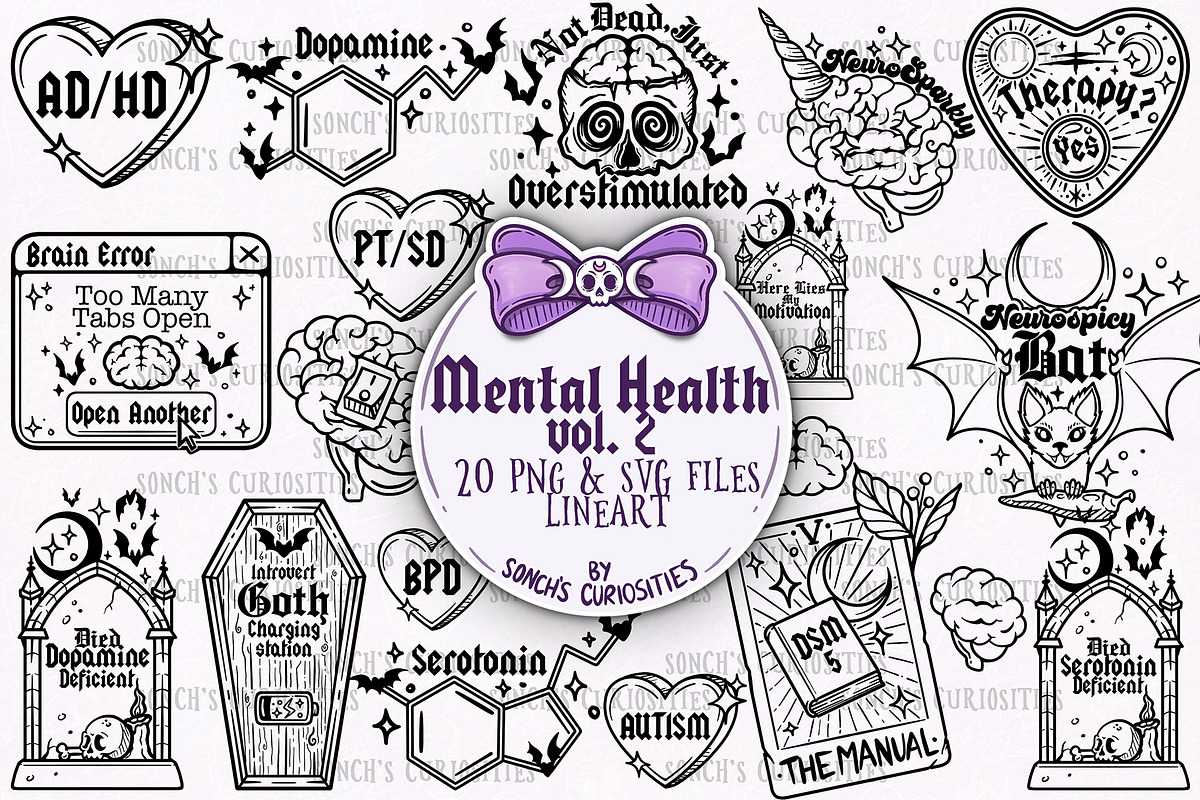 Mental Health - goth png and svg, a Person Illustration by Sonch' s Curiosities (Photo 1 of 4)
