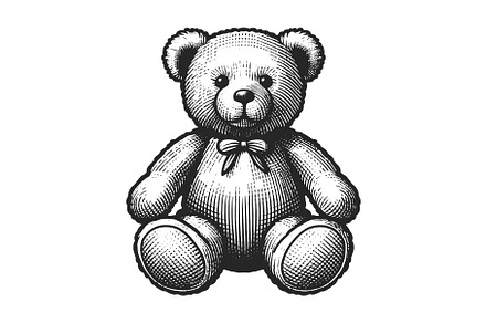 Classic Teddy Bear engraving vector, an Animal Illustration by AlexArt