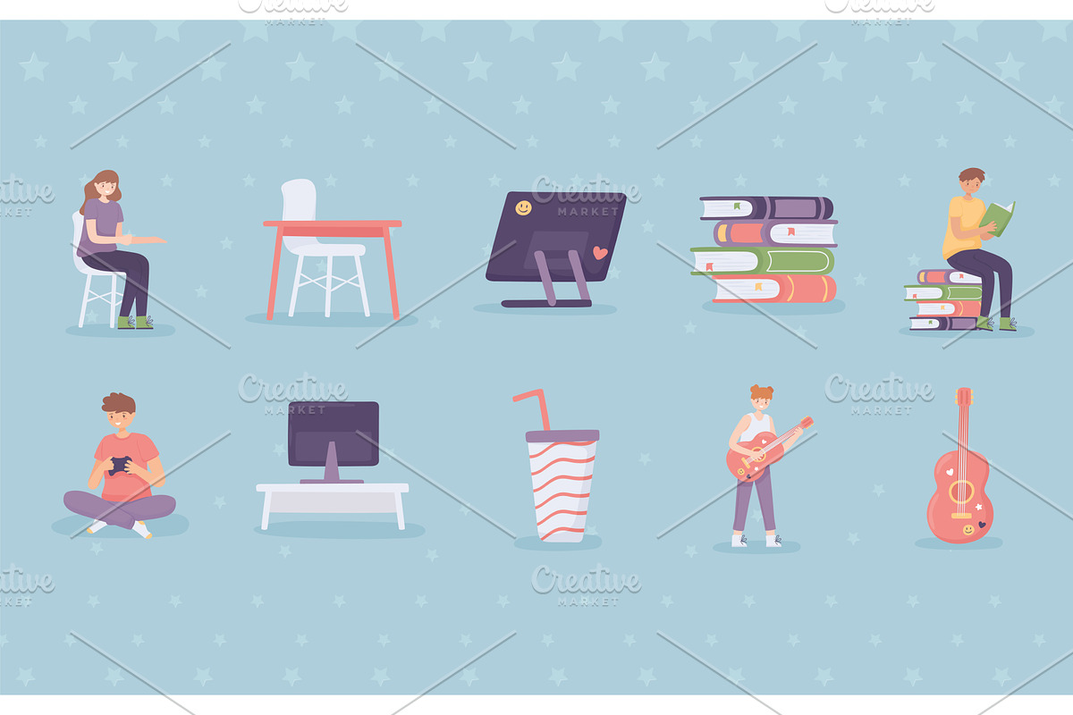 set people learning, a Person Illustration by studiogstock