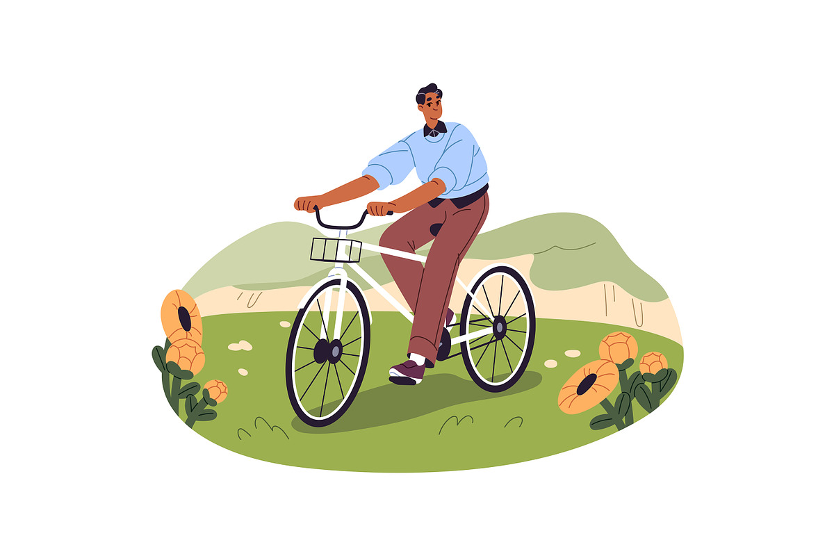 People travel by bike set, a Person Illustration by PaperTrident (Photo 6 of 15)