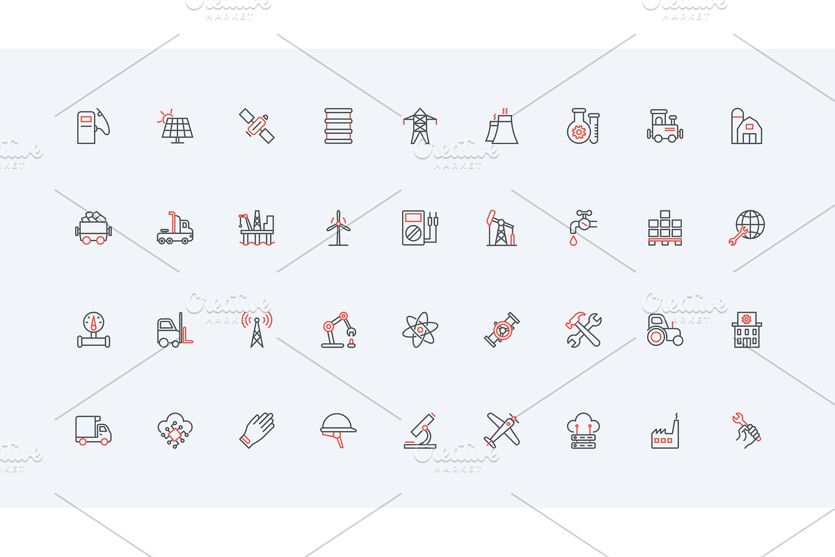 Robot machinery industry icons, an Illustration by Lemberg Vector