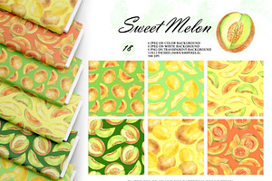Watercolor Melon Seamless Patterns