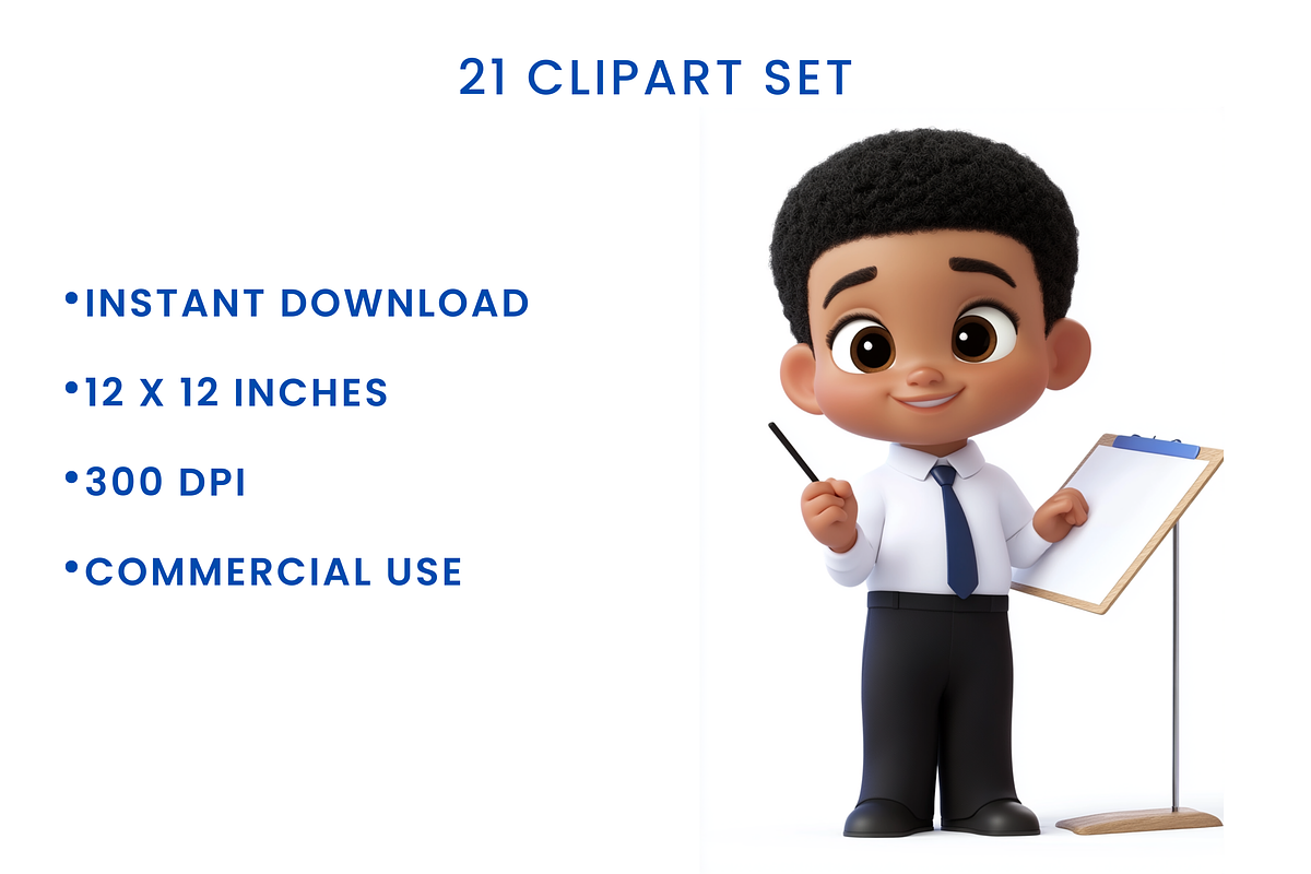 Little Boss Cute Boy Clipart SET, a Person Illustration by ninakosh (Photo 5 of 10)