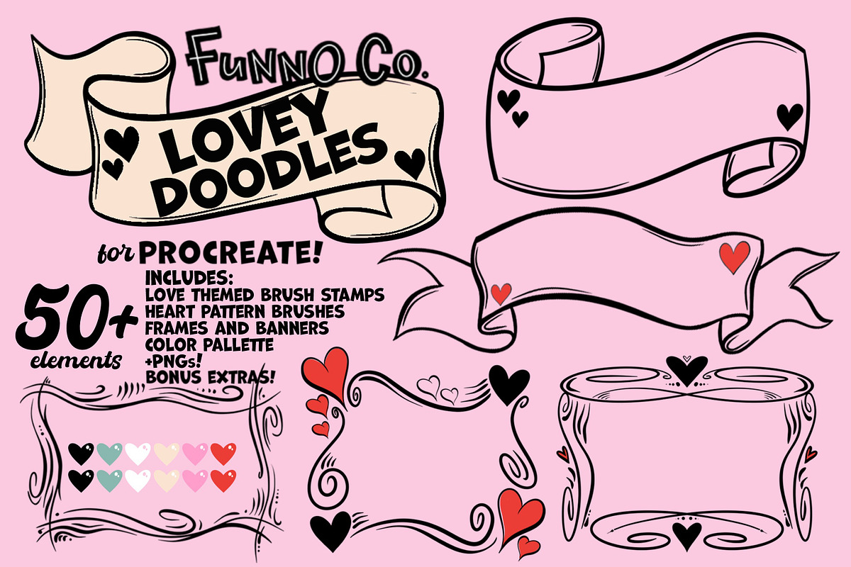 Love Doodles Procreate Brush Pack, a Brush Add-On by Funno Co. (Photo 2 of 7)