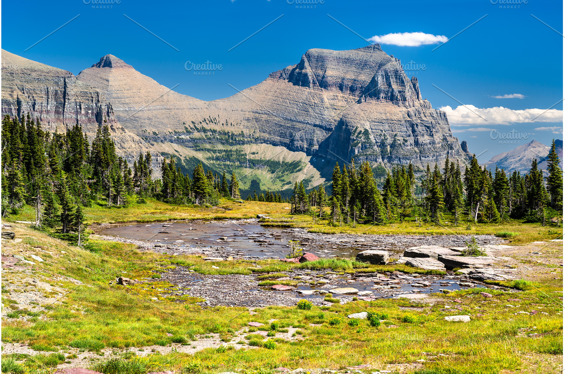 Mount Oberlin and meltwater pond at, a Nature Photo by Leonid Andronov