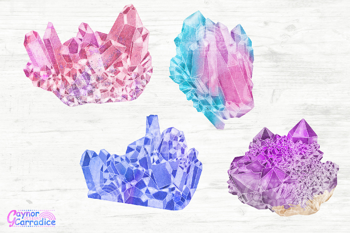 Natural Gemstones Watercolor, an Illustration by Gaynor Carradice Designs (Photo 2 of 4)