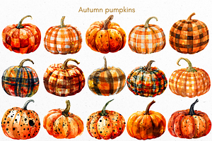 Autumn Watercolor Pumpkins