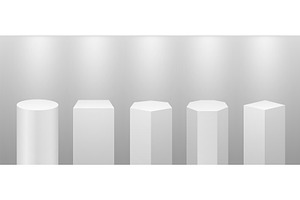 Museum Stage. 3d Pillars, White