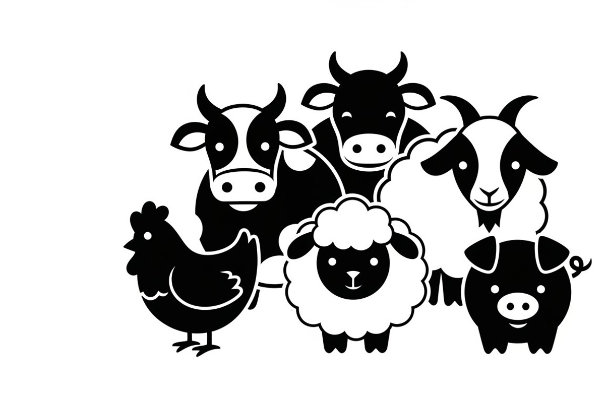Cute Farm Animal Silhouette Bundle, an Illustration by hafijul (Photo 18 of 51)