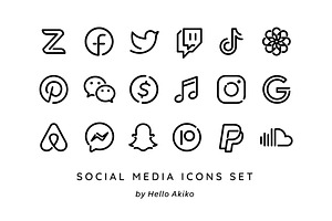 100 Minimalist App Icons / Black