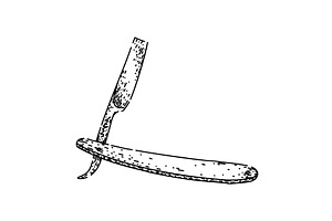 edge barber straight razor sketch, an Illustration by pikepicture