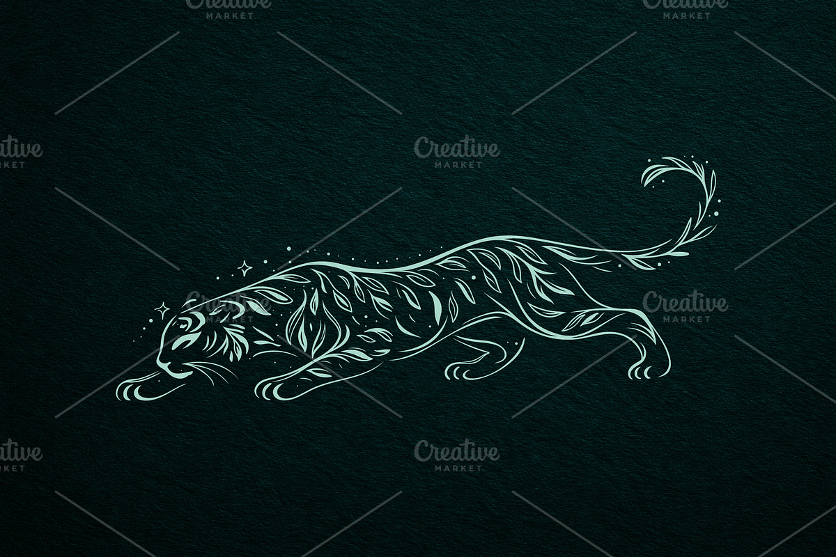 Wild Tiger & Leaves Botanical Vector, an Object Illustration by Christine Krahl (Photo 7 of 17)