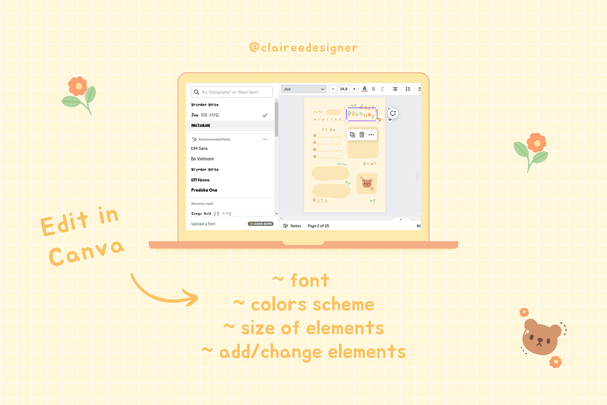 Warm Pastel Digital Planner Set, a Stationery Template by Clairee Design Studio (Photo 5 of 6)