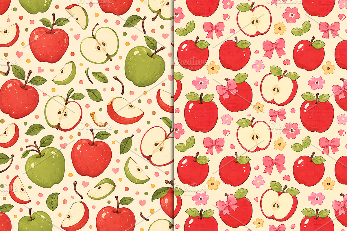 Cute Cherry Apple Fruit Pattern, a Pattern Graphic by Artonix (Photo 7 of 7)