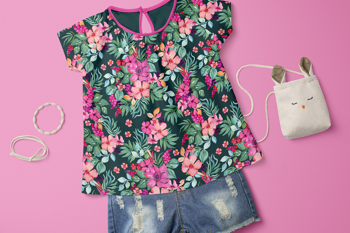 Tropical Summer Watercolor Pattern, a Pattern Graphic by Webvilla Studio (Photo 2 of 6)