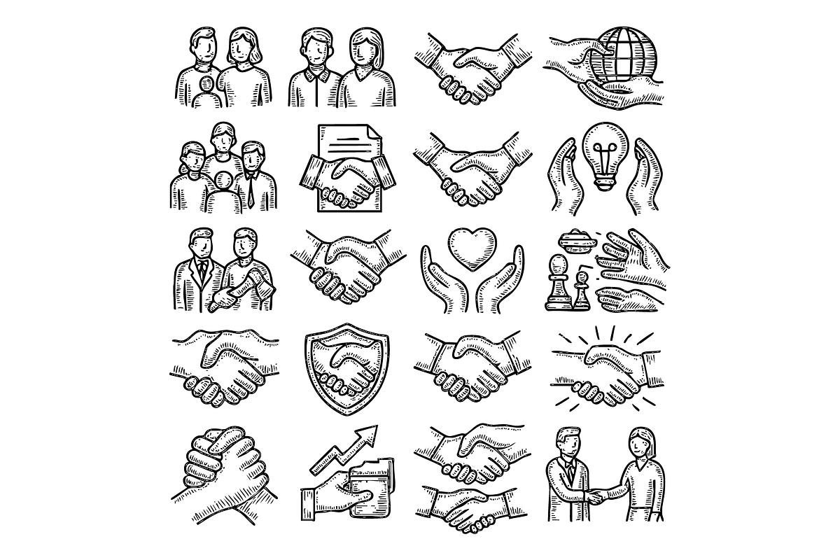 Business Partnership Icon Set, an Object Graphic by RT Studio