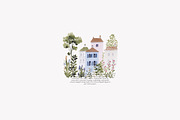 parisian spring houses watercolor, a Decorative Illustration by Patishop Art (Thumbnail 6 of 10)