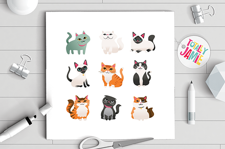 Super Cute Cartoon Cats Icon Set