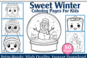 Sweet Winter Coloring Pages For Kids, an Animal Illustration by maggiesar (Thumbnail 1 of 4)