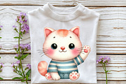 Watercolor Cute Doodle Cat Clipart, an Animal Illustration by Rose Art (Thumbnail 7 of 7)