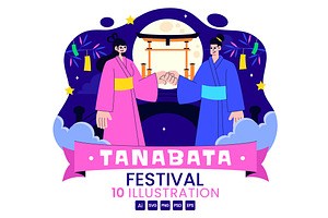 10 Tanabata Festival Illustration, a Seasonal Illustration by denayunebgt