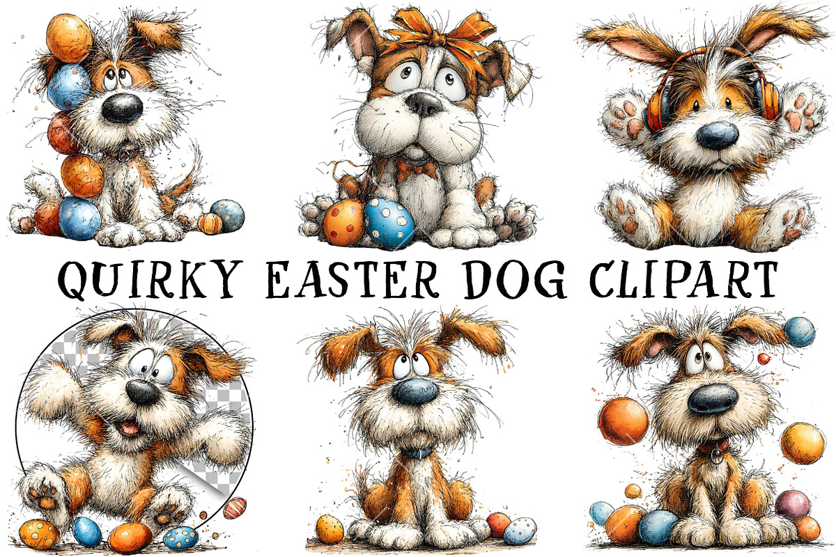 Quirky Easter Dog Clipart, an Illustration by OK Design (Photo 2 of 6)