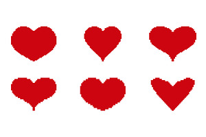 Heart Pixelated Icon Set, an Object Illustration by Vector Creator
