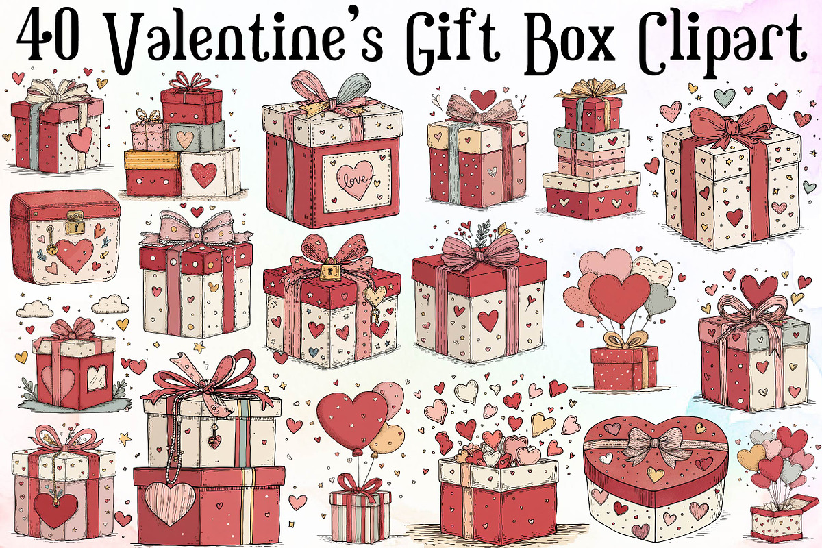 Whimsical Valentine s Gift Box Clipa, an Illustration by Sublimation Artist (Photo 1 of 6)