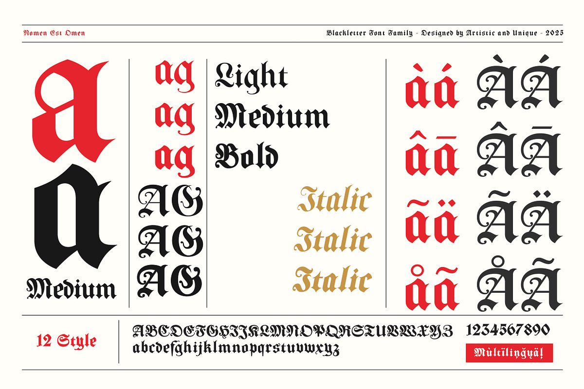Nomen Est Omen - Blackletter Font, a Blackletter Font by Artistic & Unique (Photo 5 of 15)
