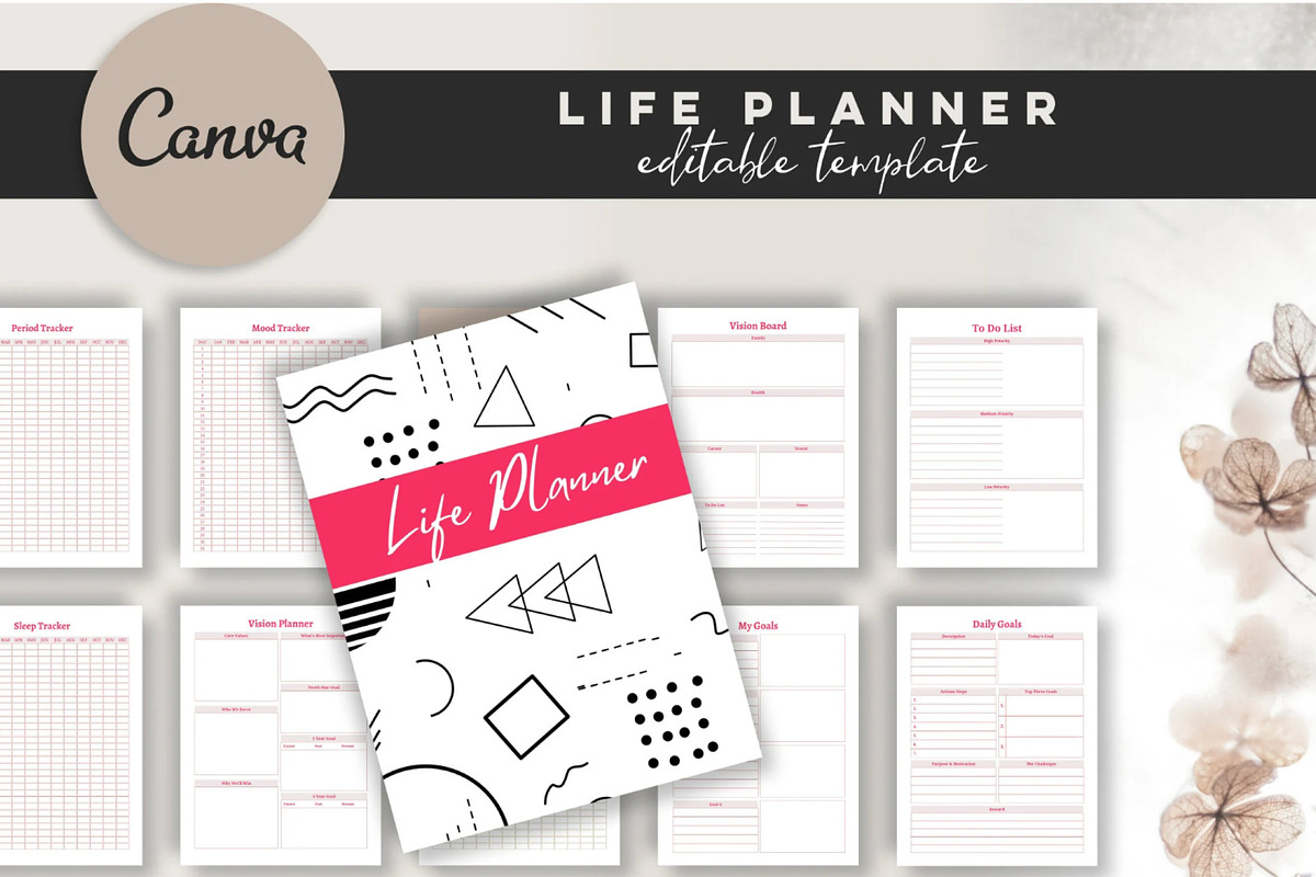 Printable Life Planner Template, a Stationery Template by Design House (Photo 2 of 9)