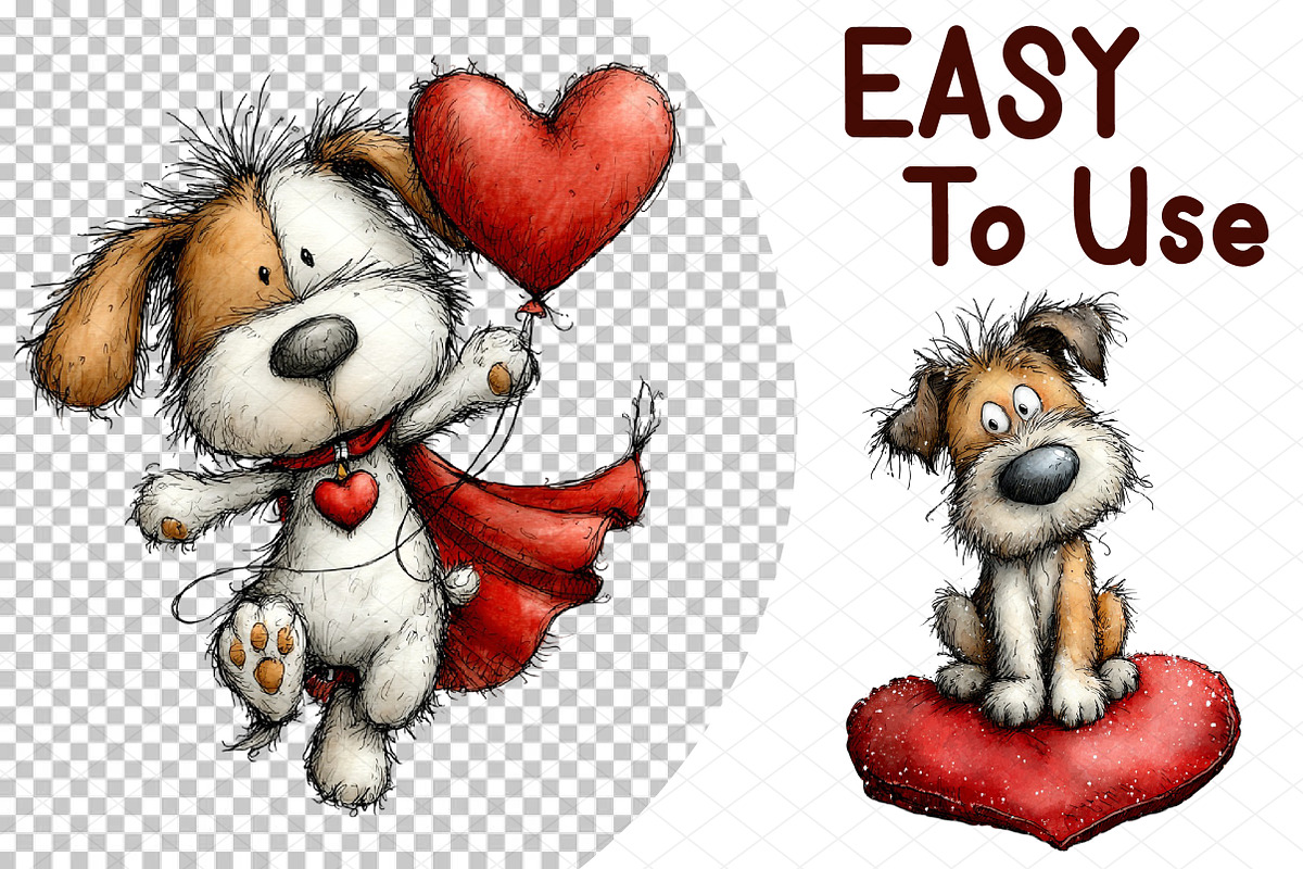 Whimsical Valentine Dog Clipart, an Illustration by cherrydesign (Photo 4 of 4)