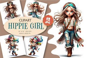 Stylish cartoon hippie girl. Clipart, a Person Illustration by KENO Mascots