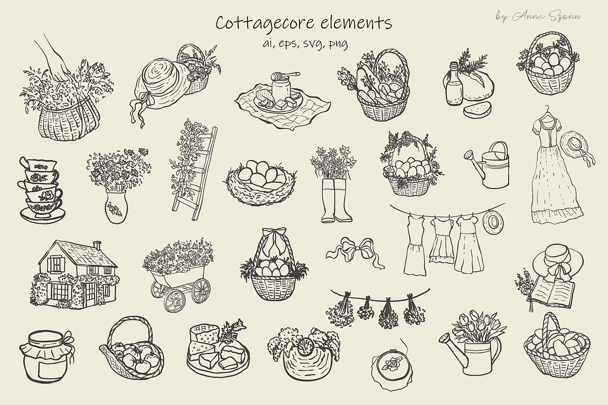 Cottagecore Spring. Hand-Drawn Art., a Seasonal Illustration by Designwork (Photo 4 of 10)